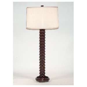  Tall Wood Toned Ringed Column Table Lamp