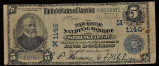 1902 $5 LARGE SIZE NOTE MAD RIVER NATIONAL BANK OF SPRINGFIELD OHIO 