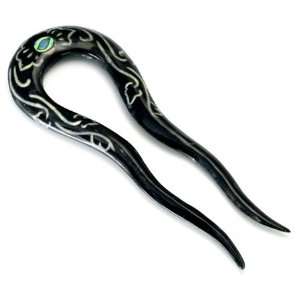 HairPin made from HORN with Abalone Inlay and Bone Dust Wholesale Hair 