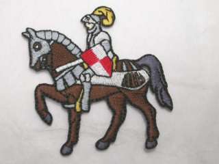 Heraldic Armored Knight w Horse Embroidered Iron On Patch  