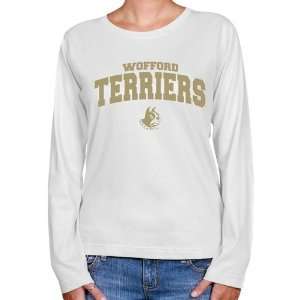 Wofford Terriers Ladies White Logo Arch Long Sleeve Classic Fit T 