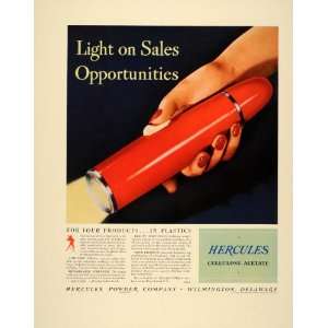  1941 Ad Hercules Cellulose Acetate Plastic Flashlight 