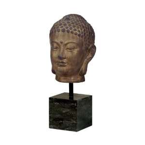  Large Bronze Buddha Head Sculpture on Marble Base