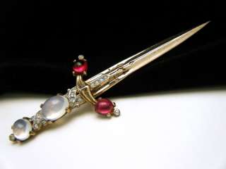 Crown Trifari Sterling Vermeil Sword Brooch Lucite Jelly Belly 