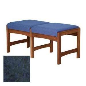 Two Person Bench   Mahogany/Blue Water Pattern Fabric 
