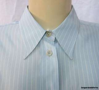 GIORGIO ARMANI CLASSICO $595 Womens Blue Silk Shirt *Italian* Blouse 