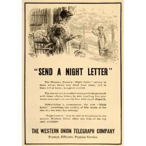 1910 Vintage Ad Western Union Telegraph Night Letter   Original Print 