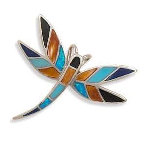  Multicolor Stone and Synthetic Opal Dragonfly Slide 