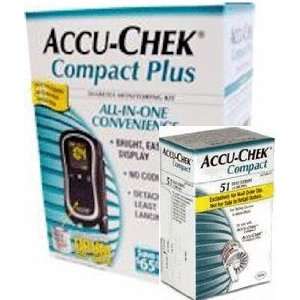  Accu Chek Compact Plus Meter Kit + 51Ct. Test Strips 