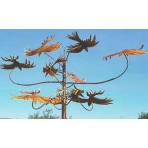  Kinetic Metal Wind Sculpture Feathered Birds 3 Way