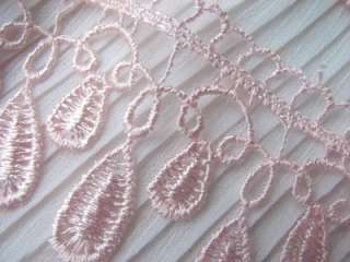 Drops~ Venise Lace Trim~ 2yds ~PINK~ Fringe~ Lampshade~ Tablecloth 