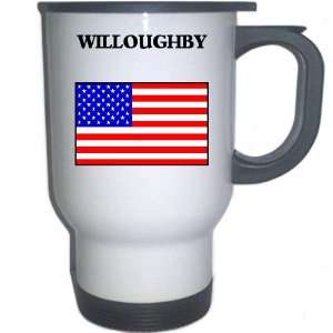  US Flag   Willoughby, Ohio (OH) White Stainless Steel Mug 