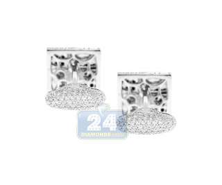 NEW 14K White Gold Mens 3.56 ct Diamond Custom Made Cuff Links 