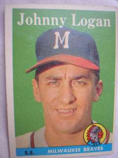 Old 1958 Vintage TOPPS Johnny Logan #110 Baseball Milwaukee Braves 