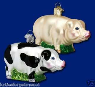 SPOTTED B&W PIG OLD WORLD CHRISTMAS ORNAMENT 12121  
