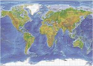 GEOGRAPHY ~ WORLD MAP PHYSICAL TERRAIN POSTER 30433  
