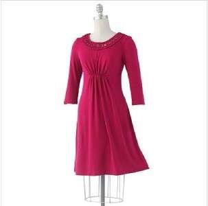 AB Studio Womens Babydoll Work Party Dress Fuchsia L 12 14 NWT Pink 