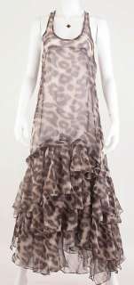 Anthropologie Alythea Brand Leopard Maxi Ruffle Dress SZ S  