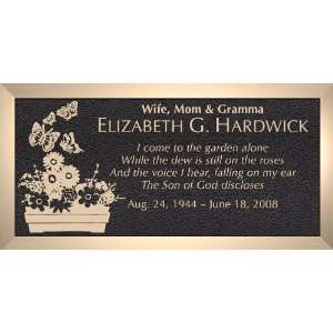 Flowerbox Butterflies   Cast Bronze Memorial Grave Marker   4 Sizes