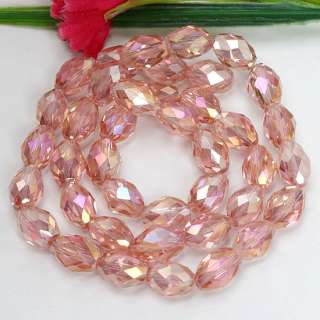 8x11mm Pink Rice Crystal Glass Faceted Gem Loose Beads  