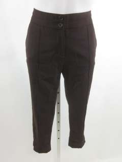 BCBG MAX AZRIA Brown Twill Wool Cropped Pants Slacks 8  