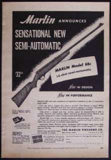 1949 Marlin 88c .22 Cal Semi Automatic Rifle Magazine AD  