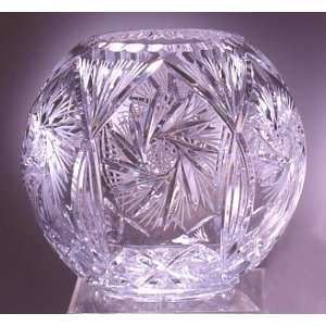   COLLECTION 8 INCH HANDCUT 24% LEAD CRYSTAL ROSE BOWL