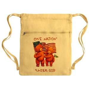  Messenger Bag Sack Pack Yellow One Nation Under God Teddy 