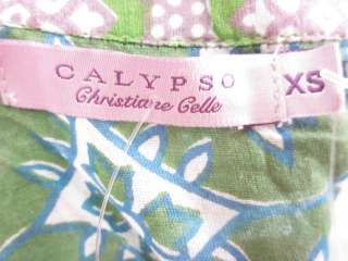 NWT CALYPSO Green Purple Patterned Tunic Shirt Sz XS  