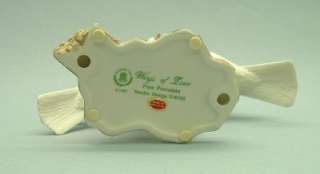   Porcelain Dove Birds Figurine Wings of Love with Wood Base 1987  