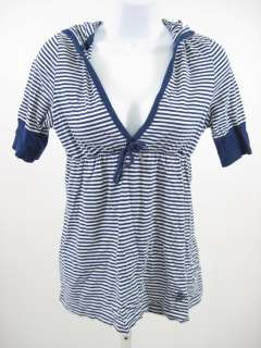 POLO JEANS COMPANY Blue White Striped Hooded T Shirt S  