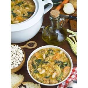 Ribollita Soup, Made with Beans, Cabbage, Carrot, Onion, Bread, Potato 