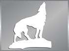 WHITE Vinyl Decal   Coyote Wolf scope gun howling moon  