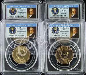 2010 P & D James Buchanan $1 PCGS MS66/MS65 Pos A & B FDI 4 Coin Set 