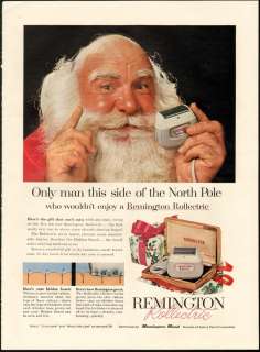 1956 Print Ad Remington Rollectric Shaver Santa Claus  