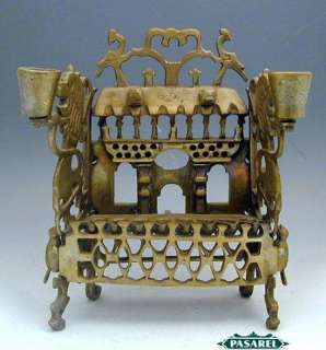 Rare Antique Brass Hanukkah Lamp Menorah, Poland, C1900  