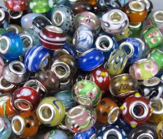 Wholesale 40p Mix Murano Lampwork glass beads fit Charm bracelet 