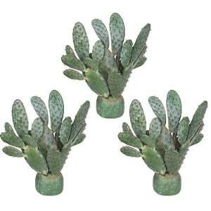 THREE 18 Beavertail Artificial Cactus Desert Plants 