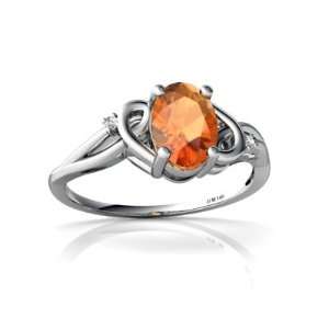  14K White Gold Oval Fire Opal Ring Size 6.5 Jewelry