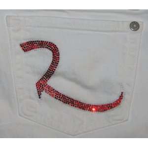   ROCK & REPUBLIC RED CRYSTAL WHITE JAGGER JEANS 28 