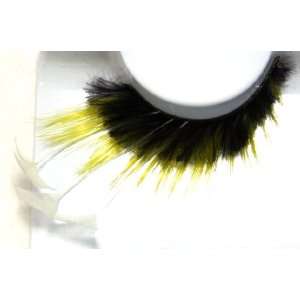   Yellow White Mix Feather False Eyelashes F481costume Dance Beauty