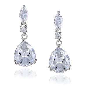  Fat Pear Earring in White CZ CHELINE Jewelry