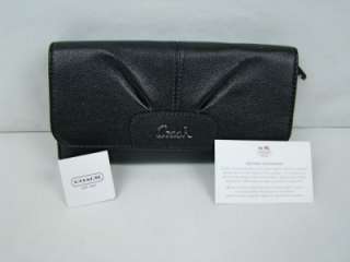   Wrap Auth COACH Ashley Signature Leather Checkbook Wallet 46143 Black