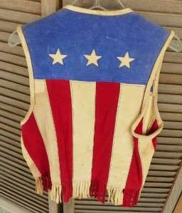 Vintage 1976 Parade Leather Red White Blue Stars Leather Vest Randall 