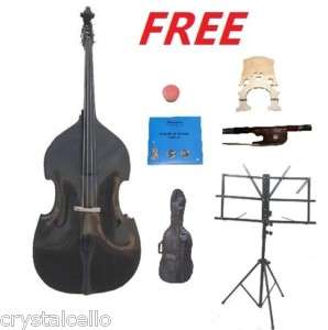 CRYSTALCELLO 3/4 BLACK UPRIGHT BASS,BAG,BOW+$120GIFTS  