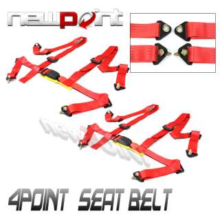 PAIR RED 4 POINT 4PT 2STRAP RACING SEAT BELT HARNESS  