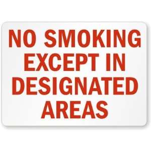  No Smoking Except In Designated Areas (red text) Laminated 
