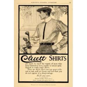 1910 Ad Cluett Shirt Art J. C. Leyendecker Vintage Golf Sport Hat 