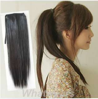 1PCS Straight Long Tie Band Hair Extension Ponytail 7 Colors 55cm 