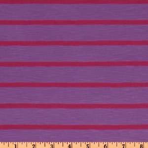   Stretch Rayon Slub Jersey Knit Stripes Lavender Fabric By The Yard